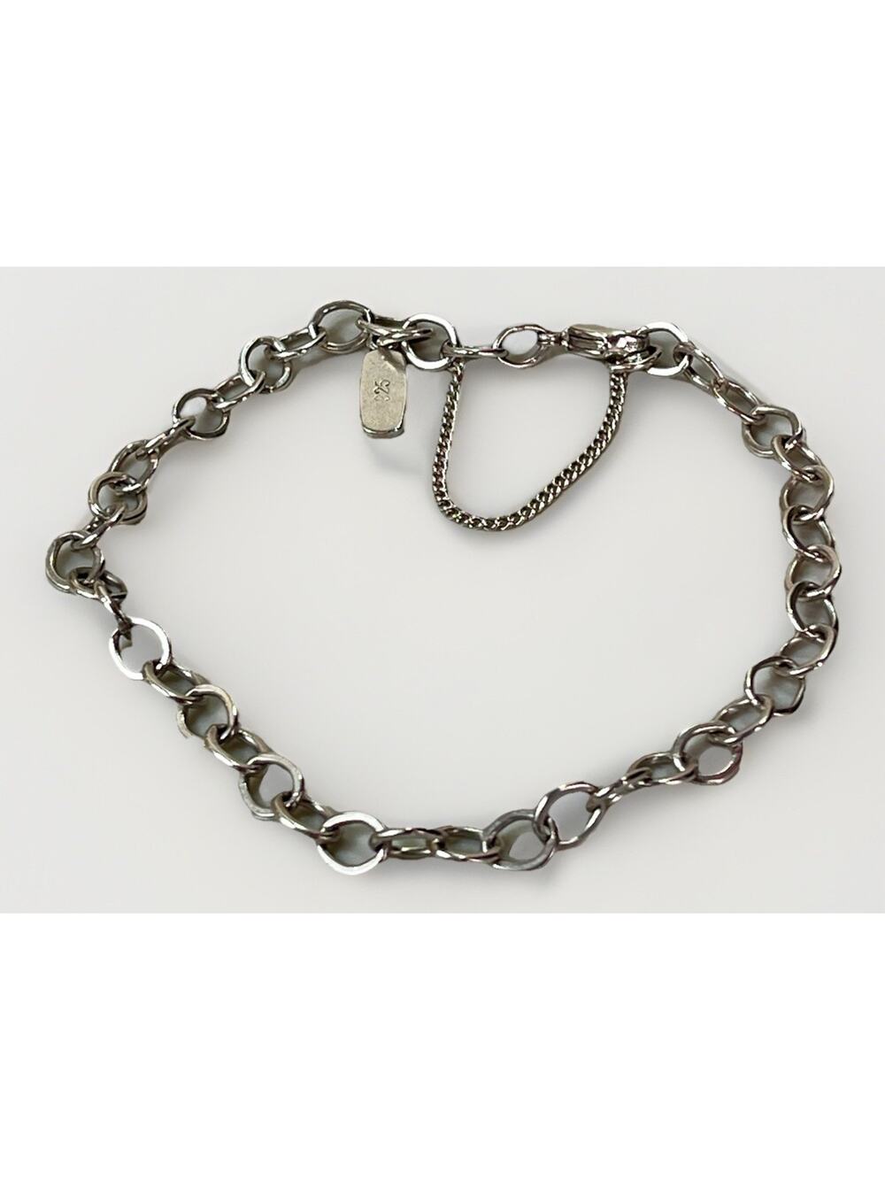 James Avery Sterling Silver Oval Link 7.5" Charm Bracelet w/ Safety Chain 9.3g